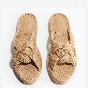 H&M Beige Rope Knot Slide Sandals